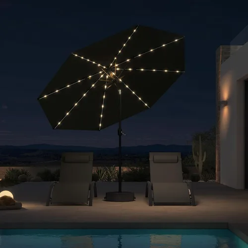 Vista 39 de PURPLE LEAF Sombrilla LED para patio y piscina, 5 x 8 pies, con base para Beige