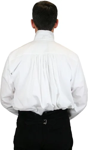 Vista 3 de Historical Emporium - Camisa de vestir convertible con cuello alto para hombre, plisada