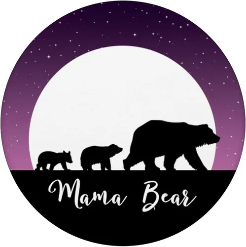 Vista 3 de Mama Bear Pop Socket 2 Cubs Purple Moon Stars Mothers Day - PopSockets Grip and Stand for Phones and Tablets, Negro