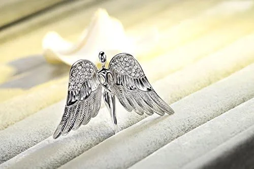 Vista 3 de Broche con diamantes de imitación de ángel de la guarda en tono plateado, rhinestone Cristal NA