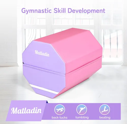 Vista 4 de Matladin Tapete octágono de gimnasia de 24 x 26 pulgadas, tapete de ejercicio para entrenamiento de salto mortal para preescolar y niños