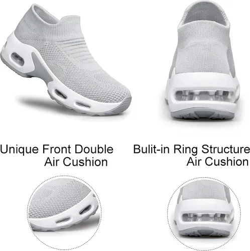 Vista 6 de YHOON - Zapatos deportivos para caminar para mujer, sin cordones, para enfermería, trabajo, con cámara de aire, de malla, informales, para correr
