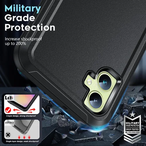 Vista 5 de LeYi Funda compatible con Samsumg Galaxy A05 4G: Galaxy A05 4G con resistente a los golpes, 3 en 1 de cuerpo completo, protección resistente