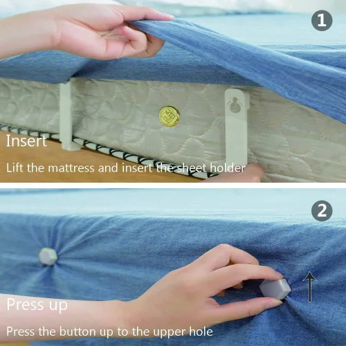 Vista 5 de 4 soportes para sábanas, nuevo enfoque para mantener tus sábanas en tu colchón, sin correas elásticas ni clips. Fácil de instalar (gris)