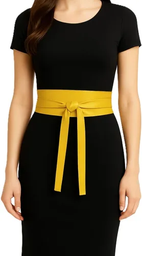 Vista 15 de Cinturón Obi de cuero para mujer, cintura ancha de 3 pulgadas, hecho a mano Beige