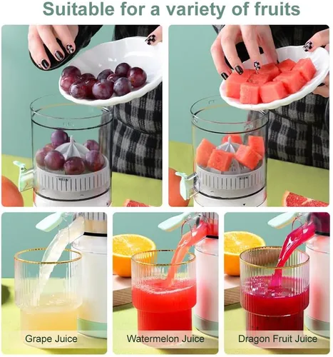 Vista 10 de Exprimidor eléctrico recargable, dispositivo de cocina portátil para hacer jugo de naranja, exprimir naranjas, limones, kiwi, pomelos y jugos