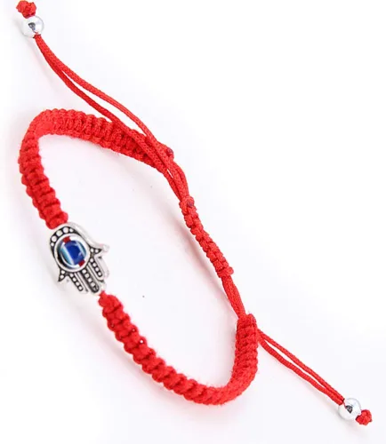 Vista 8 de MENGLINA Pulsera unisex hecha a mano de cuerda trenzada roja de la suerte Hamsa con dije de mal de ojo para mujer, pulseras ajustables y pacíficas