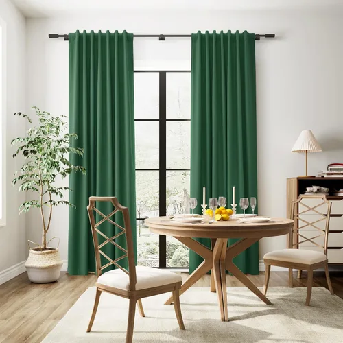 Vista 6 de Joywell Cortinas 100% opacas de 84 pulgadas de largo, juego de 2 paneles de cortinas de oscurecimiento de habitación para dormitorio, pestañas Verde