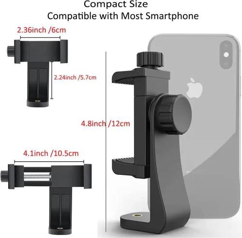 Vista 2 de Adaptador de montaje de trípode para teléfono celular, soporte universal para teléfono, abrazadera ajustable, soporte giratorio de 360 grados, clip