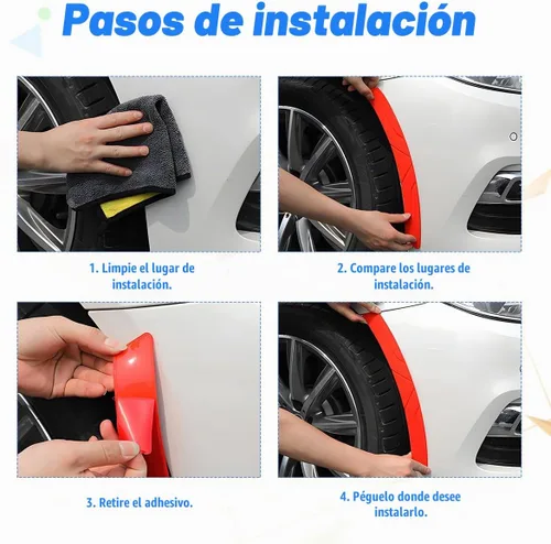 Vista 5 de BESULEN 2 piezas tiras de cejas para llantas de automóvil, tiras de moldura de labio de arco de guardabarros automático, protector adhesivo pegatina