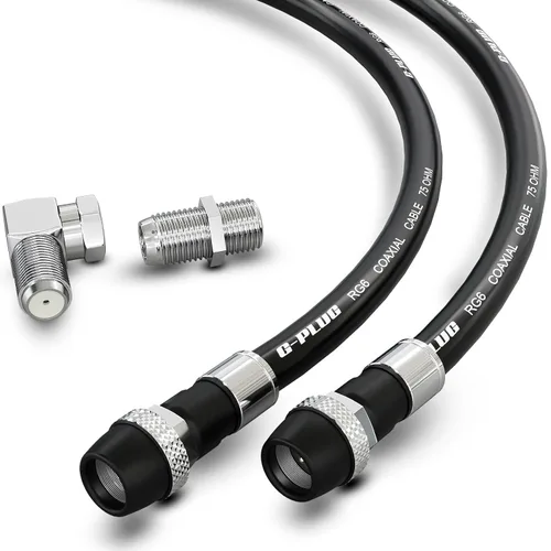 Vista 6 de G-PLUG - Juego de conectores de cable coaxial RG6 de 1 pie, para antena de internet, banda ancha, TV digital, cable Sky satelital, junta tórica