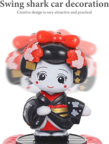 Vista 4 de Kimono solar bailarines kimono niña escultura tablero bailando coche alimentado por energía solar muñeca japonesa figura figura adorno
