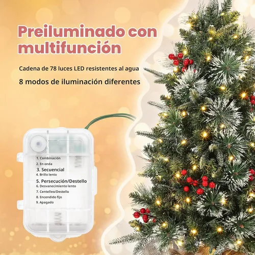 Vista 2 de GarveeHome Mini árbol de Navidad artificial preiluminado de 3 pies para mesa, árbol de Navidad con 85 luces LED blancas cálidas, base de bolsa