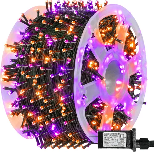 Vista 8 de Dazzle Bright - Guirnalda de luces de Navidad para exteriores, 1000 luces LED de 328 pies, enchufe de luz de hada con control remoto, 8 modos