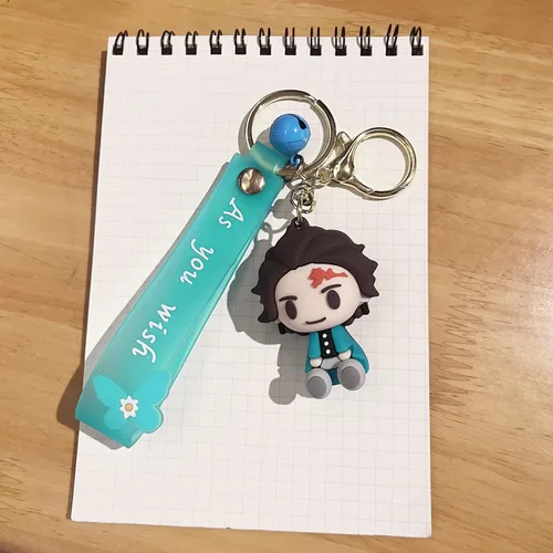 Vista 5 de LAVVICHA Demon Slayer Kimetsu No Yaiba Llavero Tanjirou Nezuko Zenitsu Inosuke Lindo llavero con dije de figura