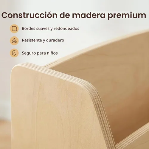 Vista 8 de OOOK Estantería de madera para niños con 3 cajas de almacenamiento