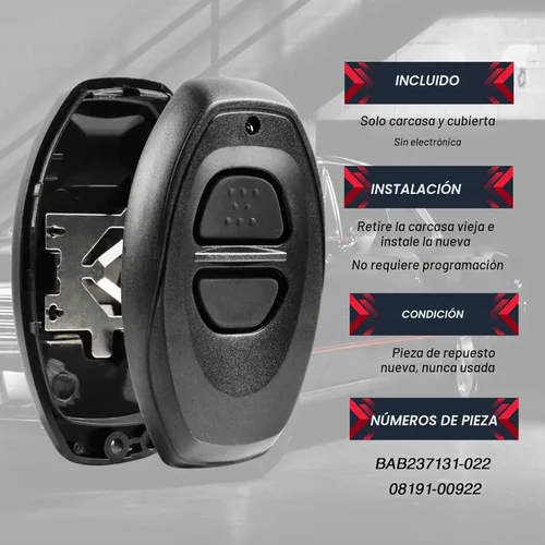 Vista 4 de Funda para llavero remoto con llave para Toyota RS3000 BAB237131-022 Gris