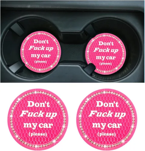 Vista 10 de 2 piezas posavasos brillantes para coche, 2.75 pulgadas insertos antideslizantes para portavasos, posavasos de cristal con diamantes de imitación