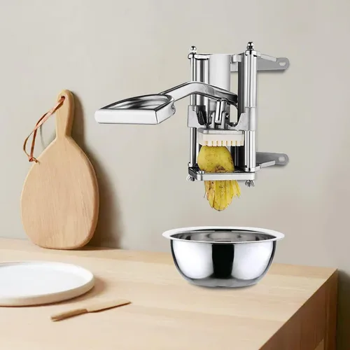 Vista 9 de uyoyous Cortador de patatas fritas, cortador de patatas fritas de montaje en pared para papas fritas con cuchillas de 1/2, 3/8 y 1/4 pulgadas
