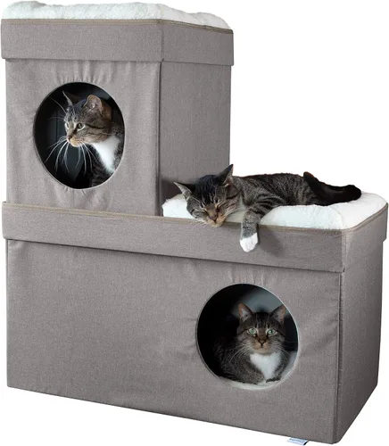 Vista 6 de Kitty City Muebles de cubo para gatos de interior, cubo gris