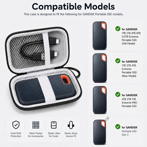 Vista 2 de PAIYULE Funda de disco duro para SSD portátil SanDisk Extreme y Extreme PRO Negro