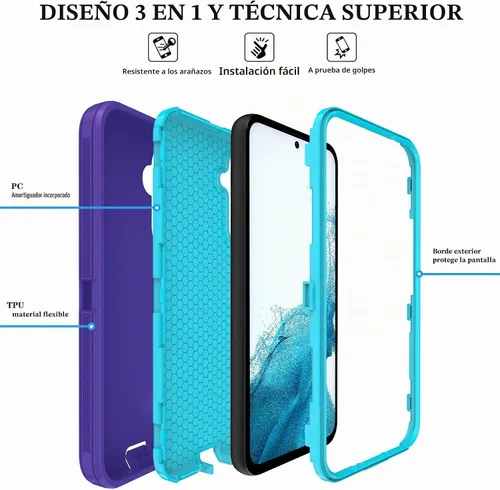 Vista 6 de ONOLA Funda para Samsung Galaxy S23 con protector de pantalla HD, resistente, a prueba de golpes y caídas, 3 capas, para Galaxy S23 de 6.1 pulgadas