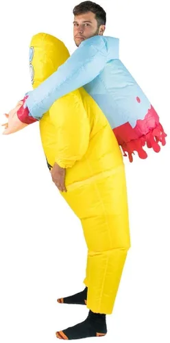 Vista 3 de Disfraz inflable de zombi de peligro amarillo para adultos (talla única)