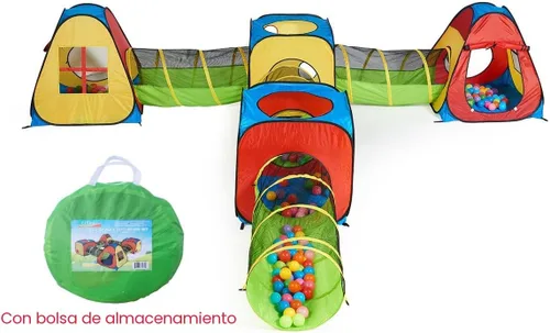 Vista 6 de UTEX Tienda de campaña infantil plegable de 8 en 1 con 4 túneles y 4 tiendas para niños, niñas, bebés y niños pequeños para uso en interiores
