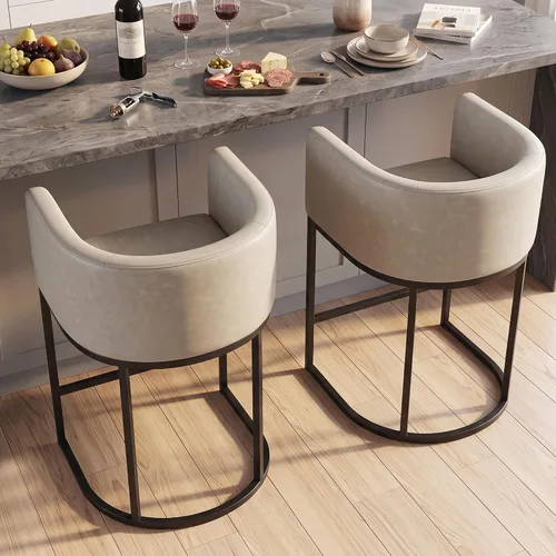 Vista 10 de Juego de 3 taburetes de bar de altura de mostrador, taburetes modernos para comedor, taburetes de bar de 24 pulgadas para isla de cocina, taburete