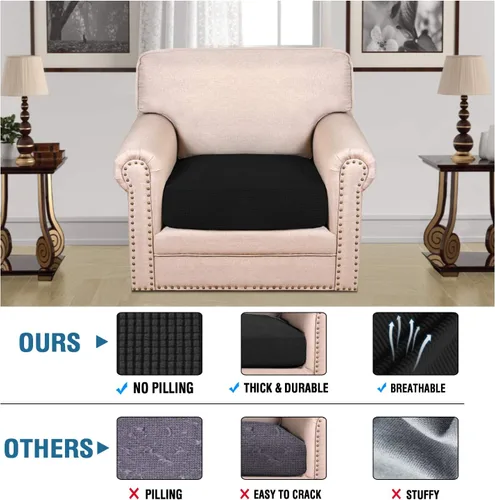 Vista 2 de H.VERSAILTEX - Fundas elásticas para cojín de sofá individual, fundas de asiento para silla de sofá, protector de cojín con tejido jacquard de sarga