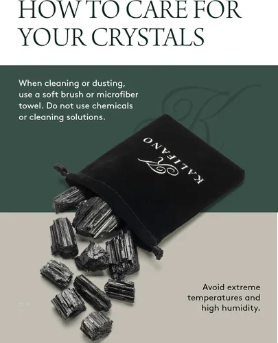 Vista 5 de KALIFANO Paquete de turmalina negra con energía calmante y purificadora, cristal curativo de reiki de turmalina brasileña negra Schorl utilizado