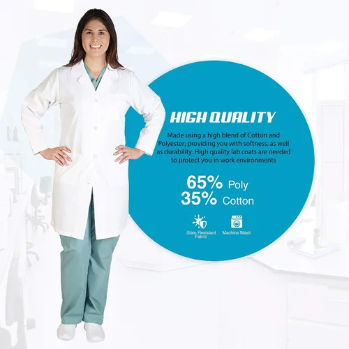 Vista 3 de M&M SCRUBS Bata blanca de laboratorio de mujer, XS, Blanco
