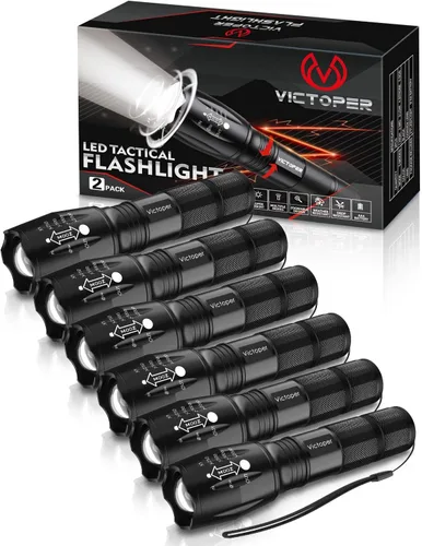 Vista 16 de Victoper Linternas LED Rojas, linterna táctica recargable de alto poder y alto lúmen súper brillante, 5 modos, con zoom, impermeable, luces de flash
