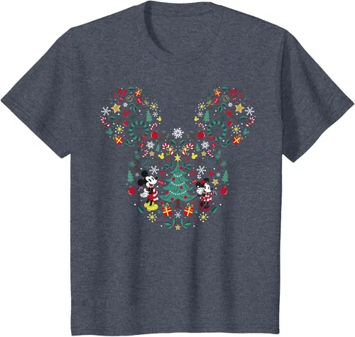 Vista 17 de Disney Mickey y Minnie Mashup Navideño Camiseta de Manga Corta Negro