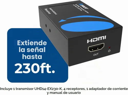 Vista 2 de OREI Divisor extensor HDMI 4K 1x4 sobre cable CAT6 de 230 pies, salida