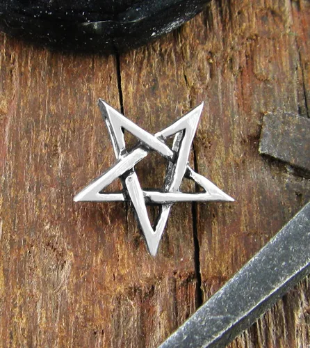 Vista 4 de Woot & Hammy Tiny Second Degree Inverted Pentagram Pendant Necklace Baphomet Satanic Symbol with 20" (18" + 2" extender) Sterling Silver Chain