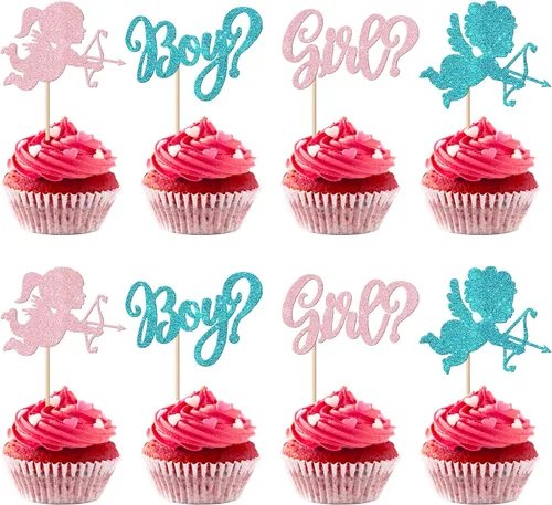 Vista 28 de Rsstarxi Paquete de 24 adornos para cupcakes para el día de San Valentín, con purpurina roja, dulce amor, para cupcakes, decoración de San Valentín