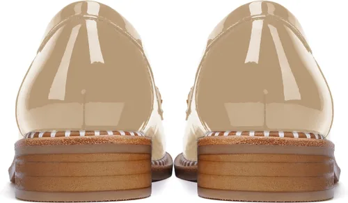 Vista 4 de FOGEENA Mocasines de tacón bajo para mujer, estilo casual, puntera redonda, de charol grueso, de 1 pulgada