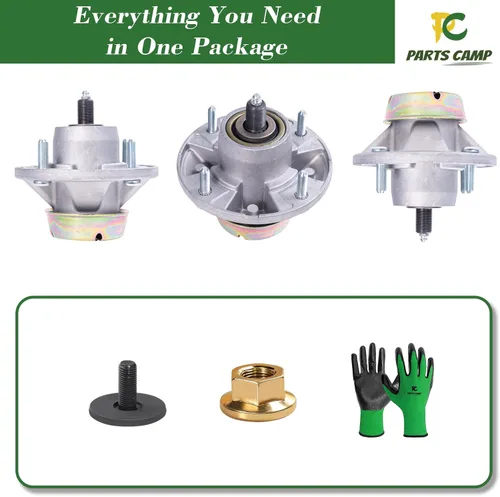 Vista 4 de Parts Camp Paquete de 3 montajes de husillo de plataforma de cortacésped AM144377 para John Deere X500 X300 Z425 LT133, reemplazo AM135349 AM131680