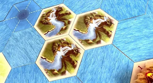 Vista 3 de Gold River Hex Scenario - Piezas de juego compatibles con las expansiones de Catan, Seafarers y Catan de Catan (3 hexagonales)