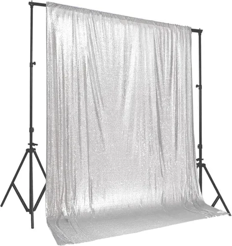 Vista 52 de PartyDelight Cortinas de Fondo de Lentejuelas 2 Paneles Negro 5 Pies x 10 Pies Telón de Fondo para Fotografía Cortina de Boda Eventos Especiales