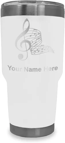 Vista 27 de LaserGram Vaso aislado al vacío de 20 onzas, notas musicales, grabado personalizado incluido (negro)
