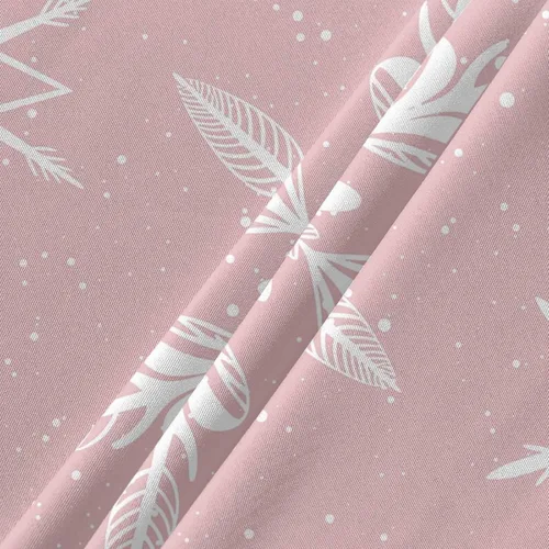 Vista 5 de Mantel redondo de Navidad con diseño de copo de nieve rosa de 54 pulgadas, protector de tela impermeable, mantel de Navidad con copos de nieve