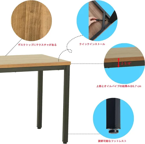 Vista 3 de A AIRLLEN Escritorio para computadora de 63 pulgadas, moderno, simple, resistente, para escribir, mesa de estudio, oficina, mesa de comedor
