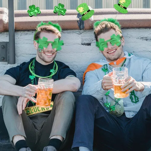 Vista 6 de BOLZRA 8 diademas y lentes de sol de trébol para el día de San Patricio, accesorios para lentes de trébol para el día de San Patricio, suministros