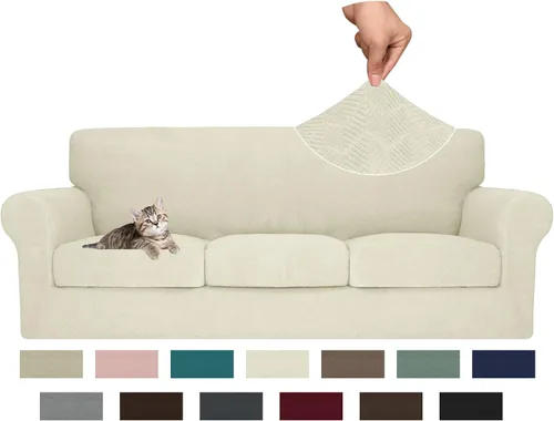 Vista 62 de MAXIJIN 2 piezas de fundas para silla con brazos, funda para silla de sofá para sala de estar, funda elástica para perros para una silla con 1 cojín