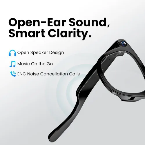 Vista 5 de Padmate Viewmate - Lentes inteligentes AI con cámara, grabación HD 1080P y control de voz, lentes de traducción Bluetooth con 164 idiomas