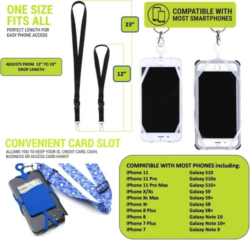 Vista 4 de Gear Beast Cordón para teléfono celular con correa ajustable para el cuello compatible con iPhone Galaxy y la mayoría de teléfonos inteligentes
