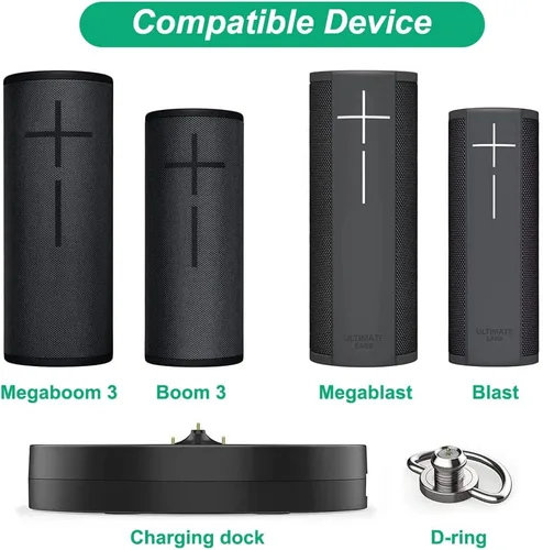 Vista 2 de Base de carga para Ultimate Ears UE Boom 3/Megaboom 3/Blast/Megablast, estación base de soporte de soporte de soporte de base con puerto USB
