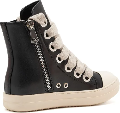 Vista 4 de AmoreParis Tenis altos para mujer, con cordones, cómodos, con cremallera, plataforma